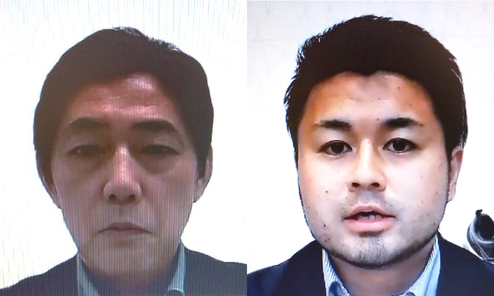 スポーツ工学研究所の原野所長(左)と猪股氏