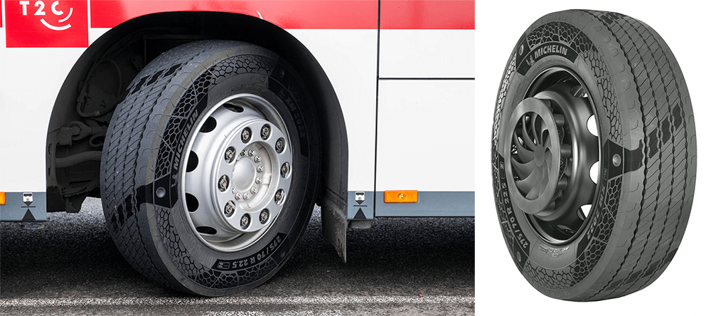 サステナブル素材を５８％含有した公道走行可能なバス用タイヤ