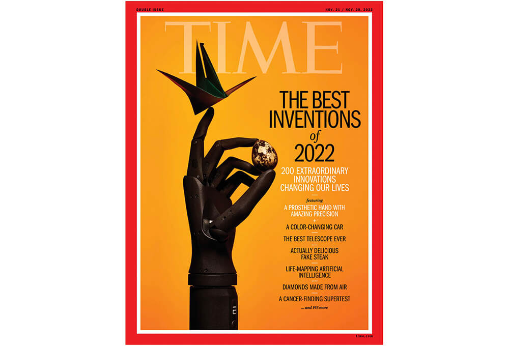 「２０２２最高の発明特集」で同社が紹介されたＴＩＭＥ誌の表紙