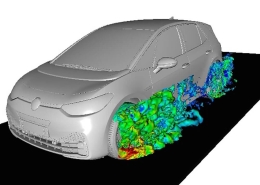 シミュレーション技術を用いてタイヤ付近の気流を可視化